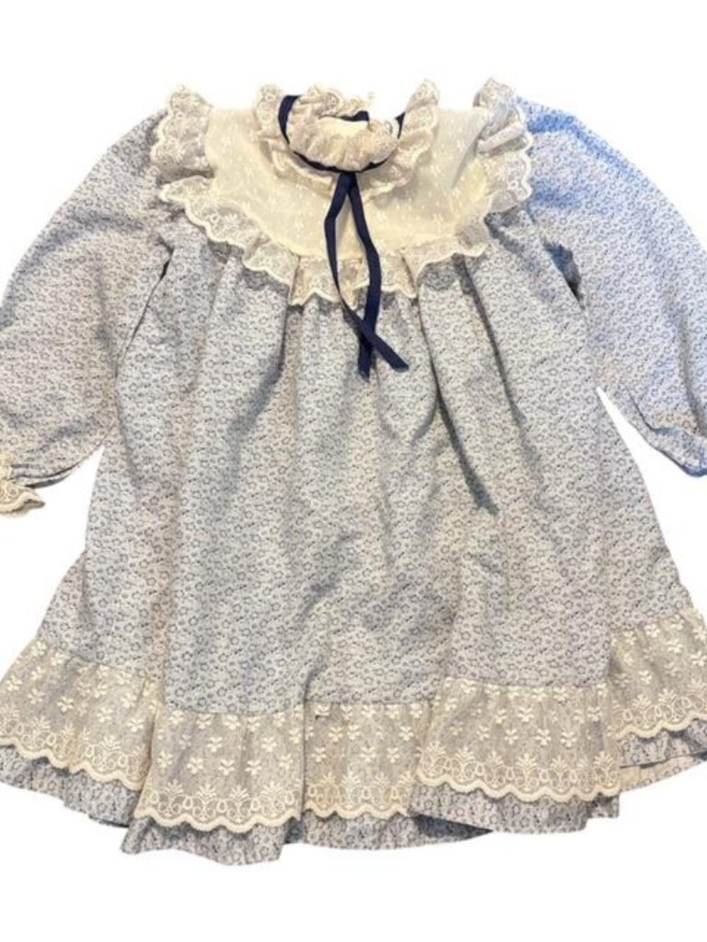Harold Square by Kathy Schuster Vintage Light Blue Floral Frilly Lace Dress Sz 5